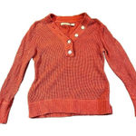 Natural Reflections  Orange Waffle V-neck Long Sleeve Sweater Medium Photo 0