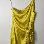 Lovers + Friends Revolve  Karen One Shoulder Yellow Satin Bow Mini Dress Medium Photo 0