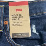 Levi's NWT Ribcage Straight Ankle High Rise Distressed Dark Wash Denim Jeans 27 Photo 4