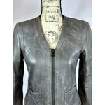 Zadig & Voltaire Vencia Cropped Collarless Lamb Leather Jacket Gray S Photo 2