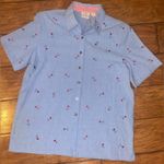 Koret city blues Blue Button Down Shirt with heart Print vintage grandma Size M Photo 0