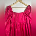 Lalavon Women’s Hot Pink Puff Sleeve Shiny Fairy Babydoll Mini Dress Size Small Photo 3