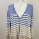 St. John  Cardigan Sweater Long Sleeve V Neck Striped Wool Blend Knit Nautical L Photo 2