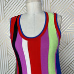 Diane Von Furstenberg  Carolina Block-Stripe Knit Tank‎ Top Light Cerise Size XS Photo 3