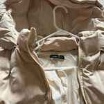 Beige Zip Up hooded puffer Coat Oversized Tan Photo 4