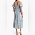 August Sky Blue Floral Off the Shoulder Midi Dress Photo 1