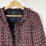 Ann Taylor Red & Blue Fringe Tweed Blazer Jacket 8 Photo 2