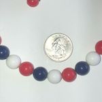 Red, White, and Blue Beaded Vintage Boho Choker Necklace Red Photo 3