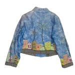 Funky 1990s Vintage Art To Wear Quirky City Scape Retro Jacket Small Blue Photo 2
