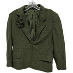 Daisy Fuentes  vintage wool blend cropped blazer removable flower pin olive green Photo 0