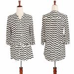 Anthropologie Isabella Sinclair Black Cream Waves Drop Waist Tunic Size Small Photo 1