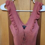 EXPRESS Women's Pink Mauve Ruffle Tie Front Corset Sweater Tank Top XS Petite Photo 0