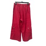 Bryn Walker  100% Linen Wide Leg Pants Medium Beige Red USA Elastic Waist #J7-5 Photo 3