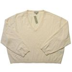 J.Crew NWT Cashmere Relaxed Cropped V-neck Sweater in Heather Muslin XL Photo 0