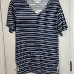 NWT Sag Harbor Women’s Teal/Blue/White Striped Short Sleeve Tee, Bows, Small Green Photo 0