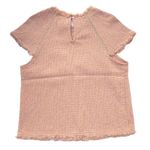 J.O.A. Boho Textured Woven Blush Pink Frayed Hem Cap Sleeve Blouse | Med… Photo 5