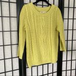 Old Navy Cable Knit Crochet Pattern Crewneck Sweater Yellow Green Medium Photo 3