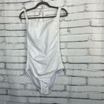 Tempt Me White Ruched Bodysuit OnePiece Swimsuit Women’s XXL Scoop Neck Tie Back Photo 7