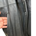 Vtg Laura Winston Collection XL Black Leather Trench Coat Fox Fur Collar Photo 6