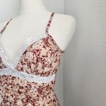 Wet Seal Y2K Beige Cream Red Floral Lace Trim Cami Tank Top XXS XS Photo 2
