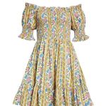 Mille Kiki Floral Print Off Shoulder Smocked Dress Large 8 Photo 5