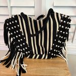 Black & Cream Woven Tassel‎ Bag Photo 0