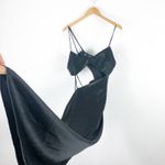 ZARA Black Asymmetric Satin Midi Dress Size Large Cut Out Sexy Cocktail Wedding Photo 9