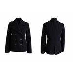 J.Crew  100% Wool Pea Coat Size 2 – Classic Black Double-Breasted – Tailored Fit Photo 1