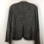 Eileen Fisher Linen Blend Gray Woven Open Front Fringe Trim Long Sleeve Jacket S Photo 1