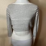 Theory  Black White Striped Bateau Boatneck Neckline Sweater MEDIUM Photo 2