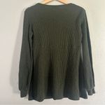 Olive Green Ribbed Knit Top Babydoll Blouse Maternity Casual Comfy Medium Photo 3