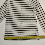 Talbots White and Blue Fitted Ribbed Long Sleeve Tee Photo 1