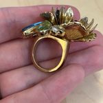 Banana Republic BR chunky oversize statement colorful flower ring gold size 6-7 Photo 4
