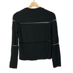 ZARA Black Mesh Stripe Knit Crewneck Sweater S Photo 1