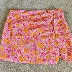 ZARA Paisley Pink Linen Mini Scrunch Skirt Photo 5
