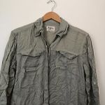 Anthropologie HOLDING HORSES  Sunwashed Tunic Top Green Long Sleeve Button Down Photo 2