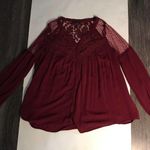 American Eagle Outfitters Burgundy Gauze Lace Top S Boho Coquette Girl Fairycore Purple Photo 4