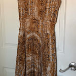 Nanette Lepore Gold snakeskin pleated high neck midi dress Photo 0