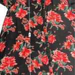 ZARA  Woman Blue Orange Floral Button Up Blouse‎ Size M Collared Flowy Semi Sheer Photo 5