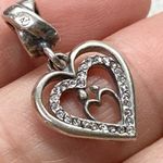 925 Italian Silver Mother Daughter Heart Charm With CZ Crystals Compatible Gift Photo 2