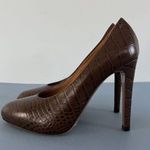 Ralph Lauren Purple Label Darlene Embossed Calfskin Brown Leather Pumps Size 9 Photo 3