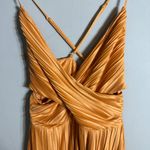 En Saison Ilianna Maxi Dress Womens Small Orange Pleated Formal Wedding Cocktail Photo 8