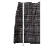 Magaschoni  Brown Plaid Wool Blend High Waist Button Front Skirt Size 2 Photo 3