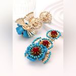ZARA  BOHEMIAN RETRO ETHNIC STYLE TURQUOISE FLOWER EARRINGS NWT❗️ Photo 1