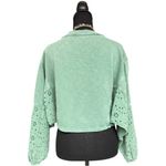 Pilcro Mint Green Eyelet Sleeve Crop Pullover Top, Medium, Balloon Sleeve Photo 2