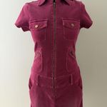 Hot Kiss Y2K Corduroy Dress Size Small Fuschia Retro Festival Drop Waist Zip Photo 0