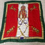 Vintage Equestrian Horse 100% Silk Scarf 34"Lx33"W Photo 0