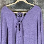 SheIn Top Woman's XL Purple Oversized Dolman Sleeves Lace Up Back Lightweight Photo 4