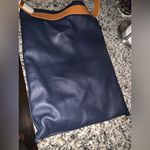 Rare Nora Lozza leather Italian quite luxury handbag navy tan boho classic $680 Blue Photo 9