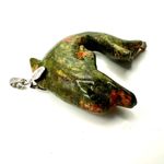 Dolphin unakite sterling silver pendant Green Photo 2